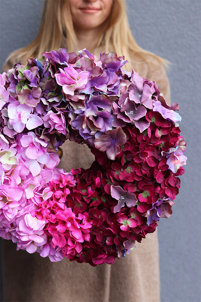 Hortensje Beautiful, wysokiej jakości wianek z hortensjami