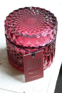 OD RĘKI Crystal, elegancka świeca w szkle, różowy, wym.8.5x.8.5cm