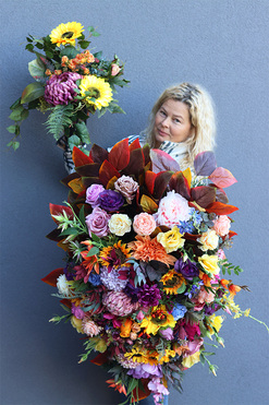 Jesienna Pogoda, kolorowa wiązanka nagrobna, dł.100cm