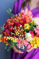 Kolorowe Kwiaty Glamour, jesienna kompozycja w misie