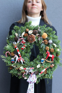 OD RĘKI Bujany Konik, wysokiej jakości bożonarodzeniowy wianek, śr.38cm 