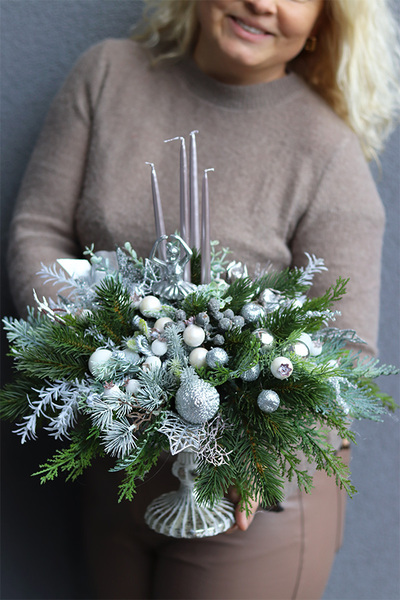 Silver Premium Ballet, stroik adwentowy w pucharze