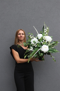 Biała Electra Thai, bukiet nagrobny, dł.65cm