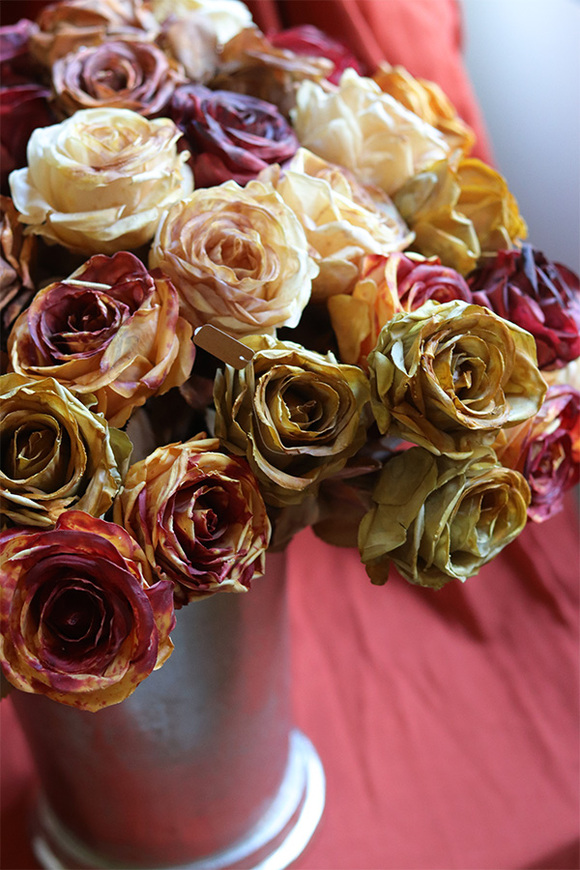 Jesienne Róże, bukiet sztucznych róż