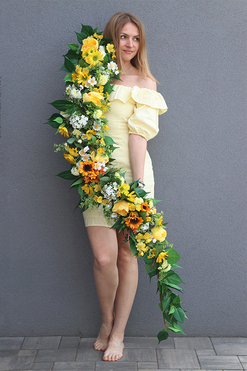 Słonecznikowy Gaj, bogata girlanda kwiatowa, dł.140cm