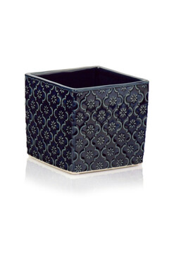 Vintage Orient, osłonka ceramiczna doniczka, granatowa, wym.13x14x14cm 