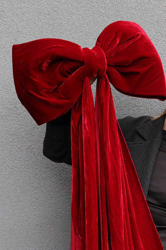 Royal Velvet Papillon, welurowa kokarda pluszowa, szkarłat