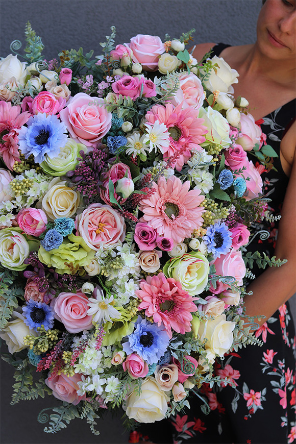 Serce Gefro, komplet dekoracji nagrobnych, wiązanka + bukiet