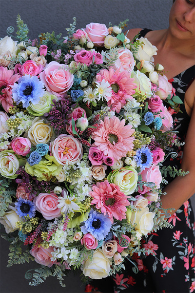 Serce Gefro, komplet dekoracji nagrobnych, wiązanka + bukiet