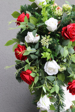 Sempre Poloniae, okazała wiązanka nagrobna patriotyczna, dł.59cm 