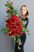 Redissa, komplet czerwonych dekoracji nagrobnych, wiązanka + bukiet 