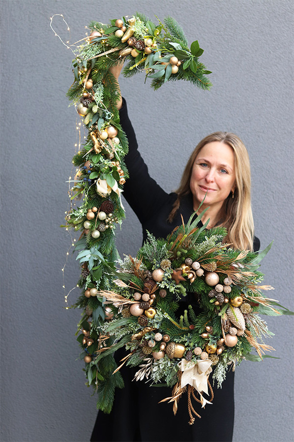 świąteczny wianek, Złota Kraina, śr.45cm