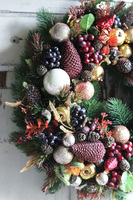 Bordo Pine, wianek świąteczny z sukulentem, śr.30cm  