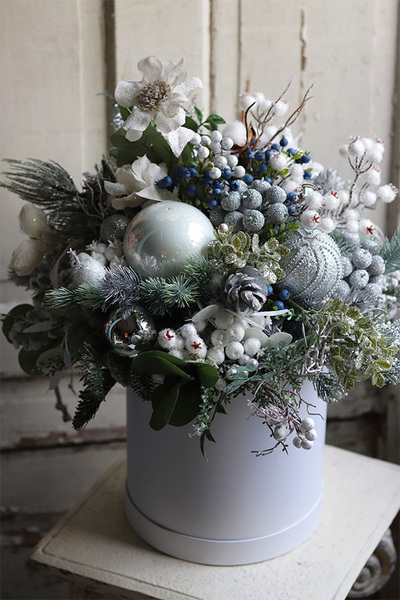 flowerbox świąteczny, White Snow, wym.56x50cm 