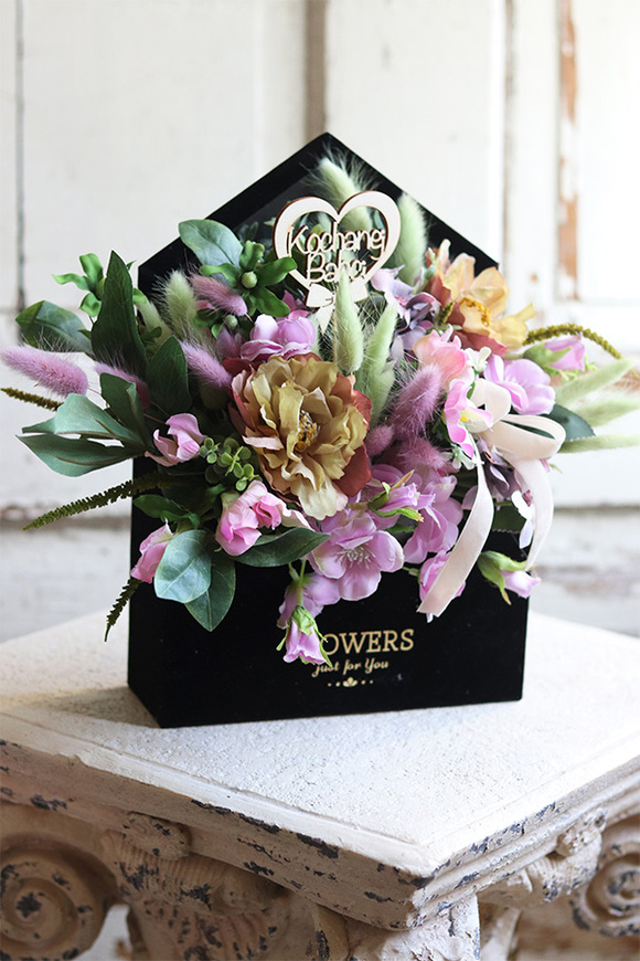 bardzo urocza koperta / welurowy flowerbox, Melinio, wym.30x35cm