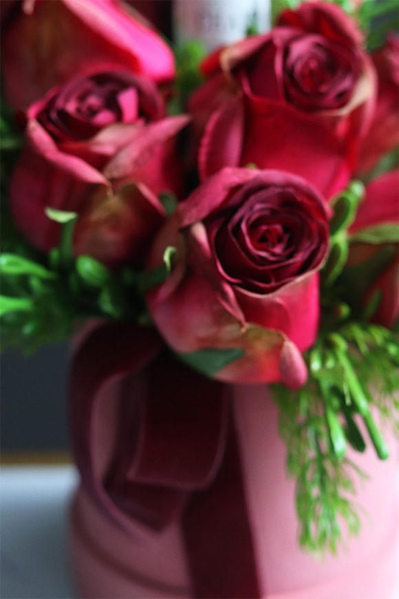 Champagne Love, flowerbox na walentynki z szampanem