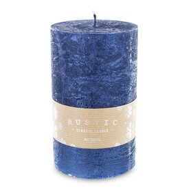 Rustic Candle, świąteczna świeca w kształcie walca, granat, wys.15cm