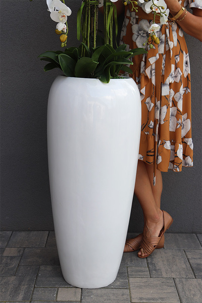 Premium Orchid, komplet 2 szt. wysokich storczyków w białych donicach, wym.154cm/175cm