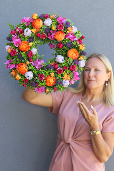 Orange&Pink, wianek dekoracyjny na drzwi