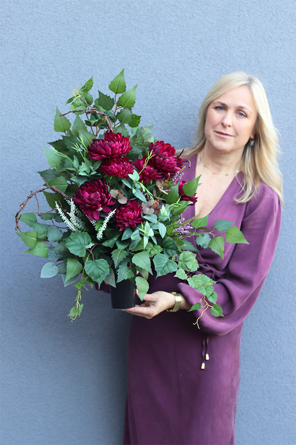 Chryzantemy Bordo, komplet dekoracji nagrobnych