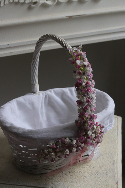 Kaszka Pastella 2, dekorowany koszyczek wielkanocny z serwetką