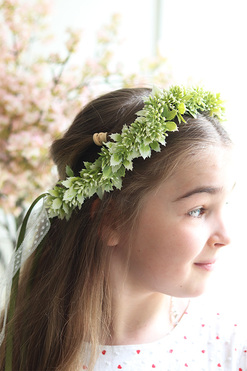 OD RĘKI Olimpia Green, komunijny wianek na głowę, rozmiar uniwersalny