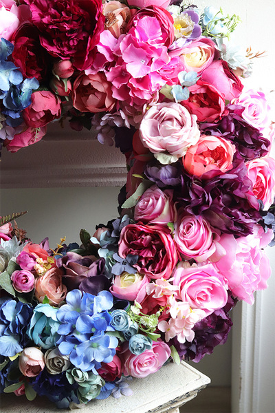 Caryca Lux, duży wianek dwustronny wianek kwiatowy