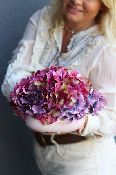 Hortensja Mini Bellin, różowa kompozycja z kwiatów hortensji, wym.20x20x15cm