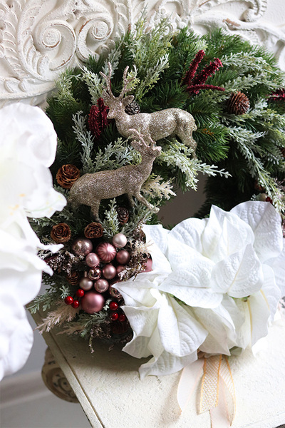 Reny Zimą 2, bożonarodzeniowy wianek, rozp.55cm   