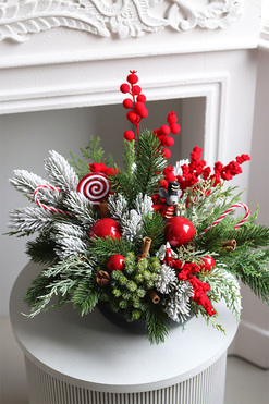  OD RĘKI Red Clasica, świąteczny stroik zimowy, wym.50x34cm