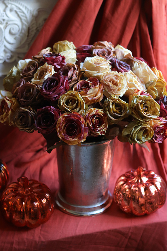 Jesienne Róże, bukiet sztucznych róż
