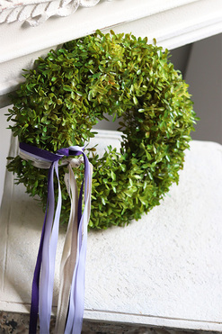 zielony wianek z bukszpanu, Edwina, śr.30cm  