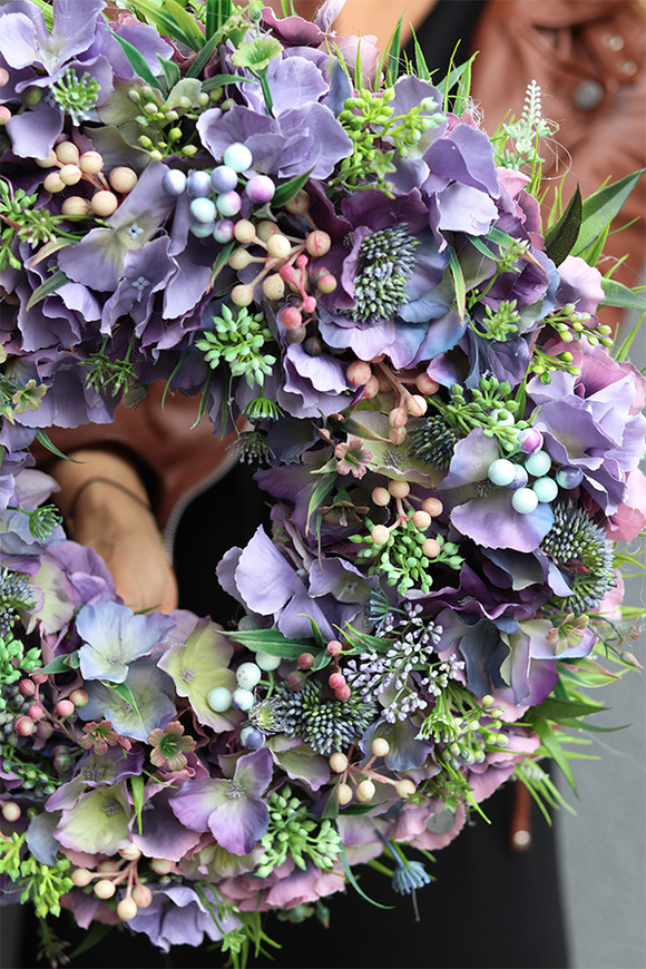 Hydrangea VIP Nemora, fioletowy wianek z hortensją