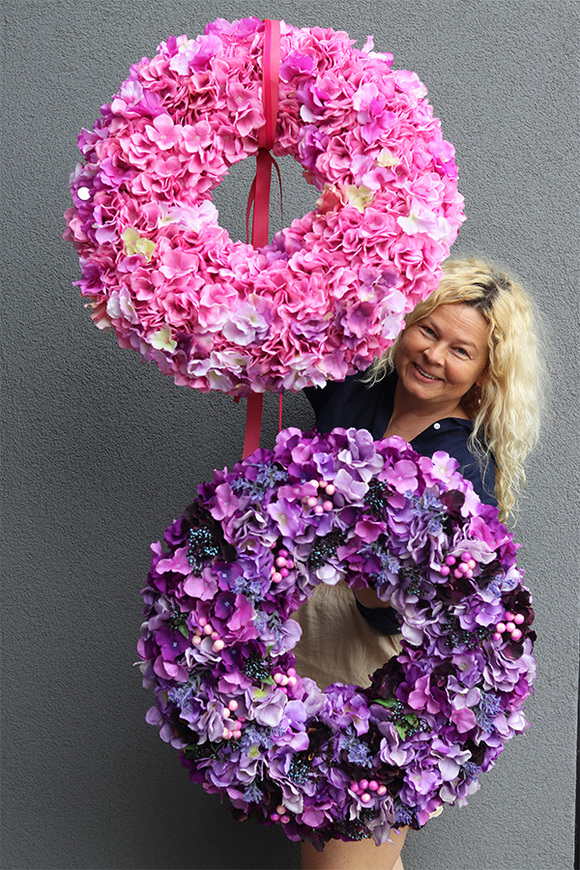 bogaty wianek z fioletowych hortensji, Betti Extra