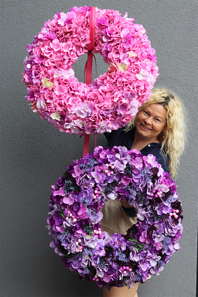 bogaty wianek z fioletowych hortensji, Betti Extra