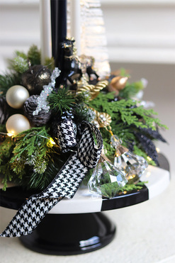 Lollypop Chrismas Black, adwentowy stroik LED na paterze, wys.46cm