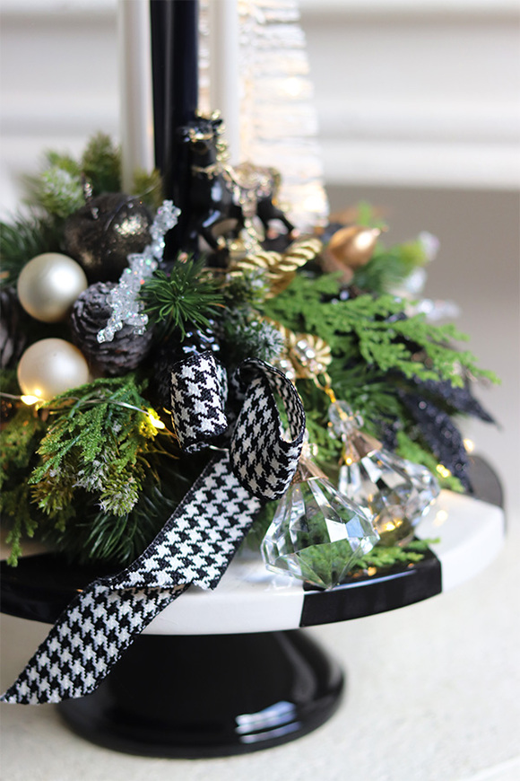 Lollypop Chrismas Black, adwentowy stroik LED na paterze