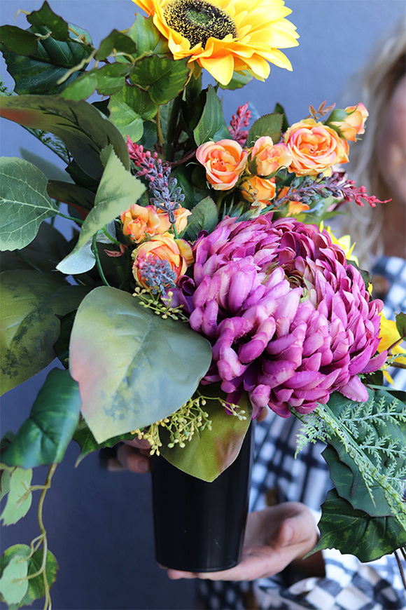 Jesienna Pogoda, bukiet nagrobny we wkładzie