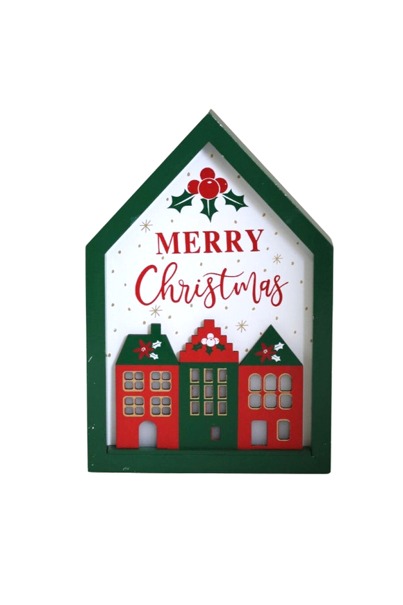 Christmas Town, świąteczne domki z napisem LED