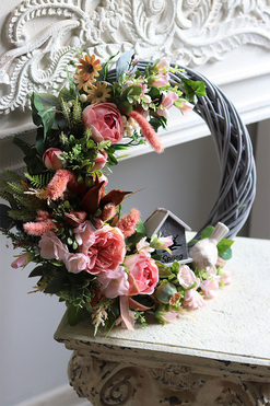 asymetryczny wianek z ptaszkiem, Dom Wiosną, śr.40cm