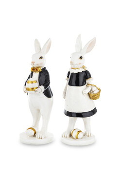 Bunny Cottage Gold, figurka wielkanocna zajączek C, 2szt, wys.30.5cm