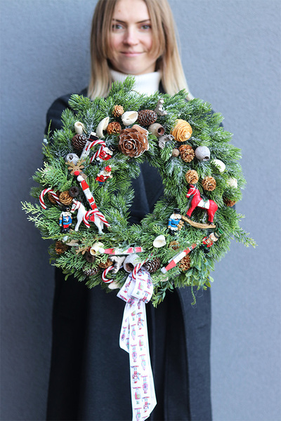 Bujany Konik, wysokiej jakości bożonarodzeniowy wianek, śr.38cm