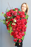 Redissa, komplet czerwonych dekoracji nagrobnych, wiązanka + bukiet 