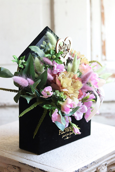 bardzo urocza koperta / welurowy flowerbox, Melinio, wym.30x35cm