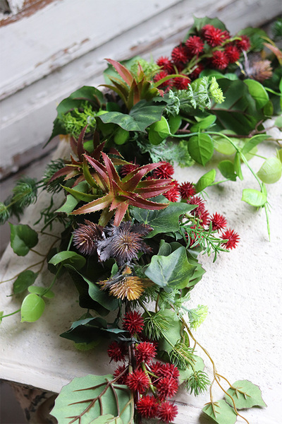 dekoracyjna narożna girlanda, Subtelle Suculentas, wym.91x62cm