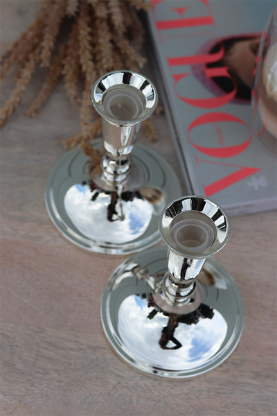 Jolleto, komplet 2 szt. posrebrzanych świeczników, wym.14cm