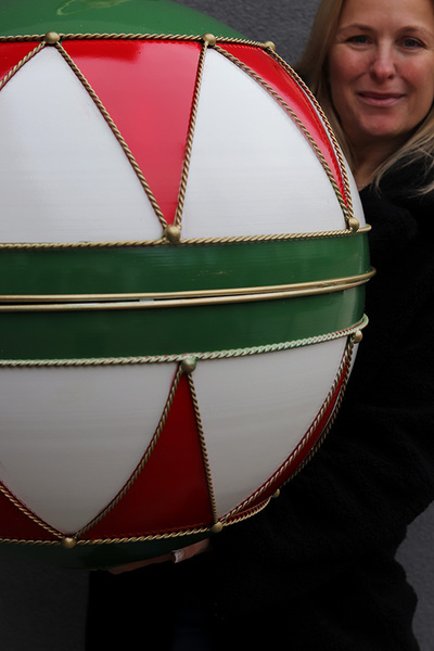 OD RĘKI XMAS Ball, figurka bombka metalowa duża dekoracja, śr.60cm