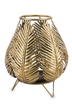 Liść Palmy D metalowy lampion boho, wym.35x27x27cm 