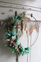 delikatny wianek na obręczy, Subtelle Boho Turkus, śr.40cm