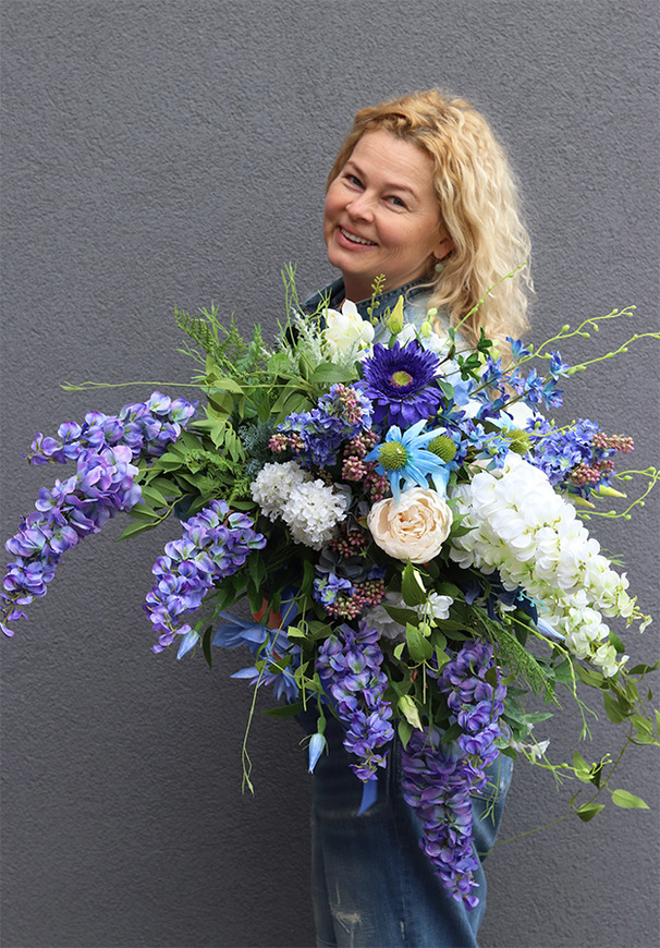 Malediwy Blue L, niebieski bukiet kwiatów, wys.60cm